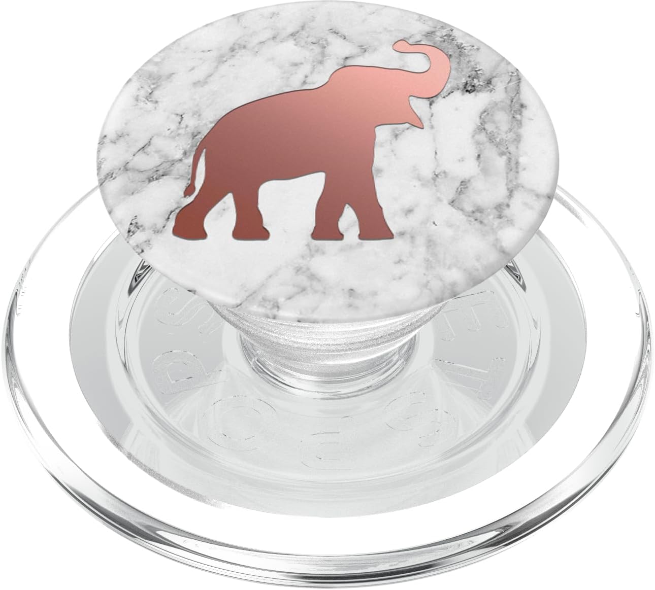 Elephant In light Pink on a White Gray Look PopSockets MagSafe PopGrip for iPhone