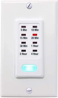 Light Timer Switch 5-10-15-20-30 Minute and 1-2-4 Hour Countdown Wall Switch - Programmable, Automatic Shut Off - Bathroom Fan, Porch Light, Heater - UL Listed (1 Pack)