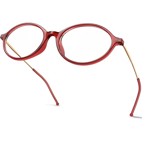 VISOONE Oval Blue Light Blocking Glasses for Women Small Cute Lightweight Eyeglasses with Metal Frame MONA