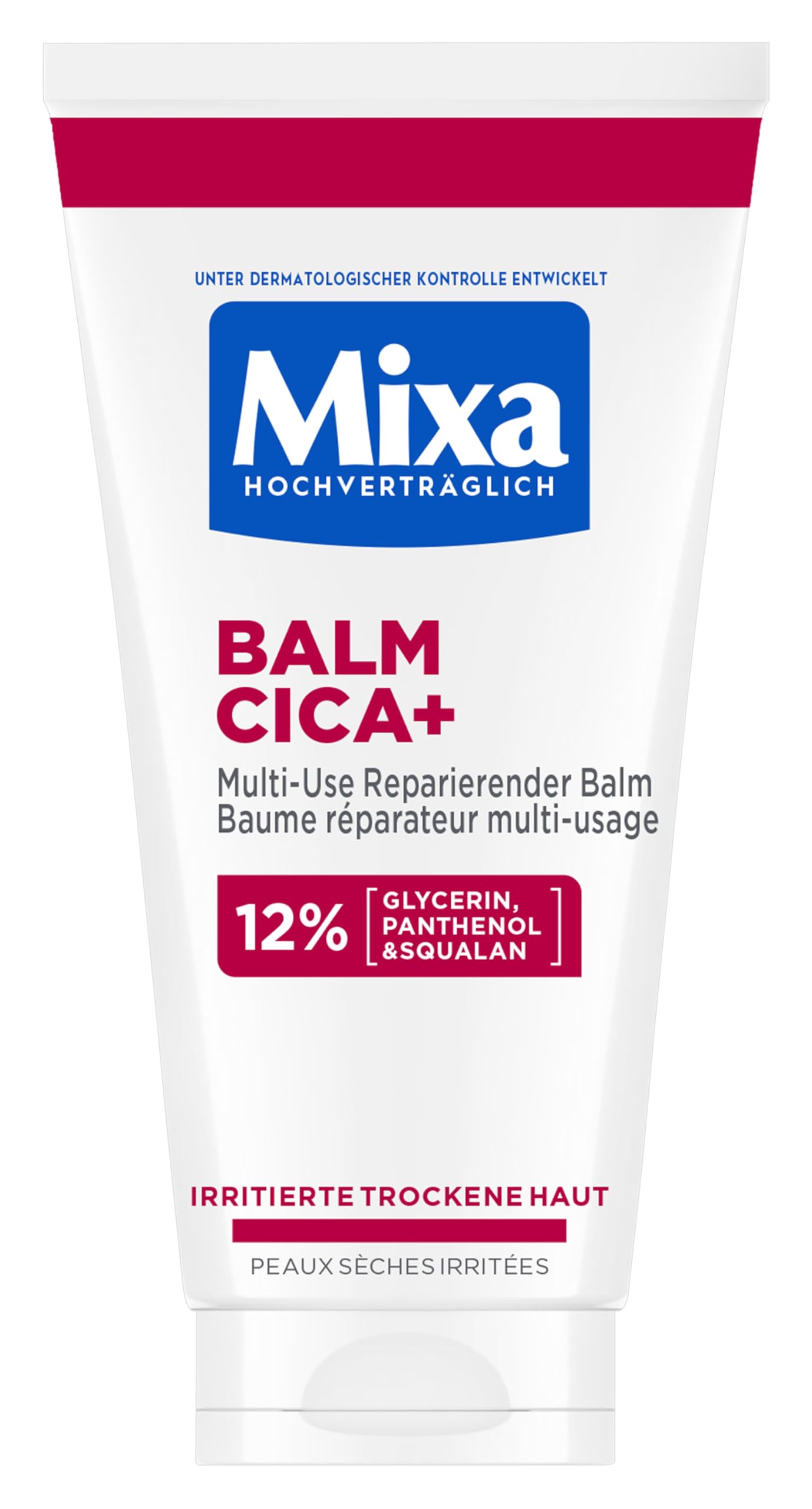 Mixa Balm Cica+ Multi-Use Reparierender Balm – Mit 12% Glycerin, Panthenol & Squalan für Gesicht, Körper & Lippen – Beruhigende Pflege für trockene, irritierte Haut von Babys, Kindern & Erwachsenen