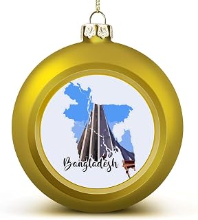 Bangladesh Landmark Scenery Christmas Ball Ornament Bangladesh Map Christmas Tree Pendant Hanging Seasonal Holiday Decoration for Home Farmhouse Christmas Decor