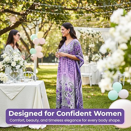 Image of Oussum Women Plus Size Kaftan Kimono Loose Maxi summer dresses for women Beach 3 /4 Sleeve Casual lounge dress Boho