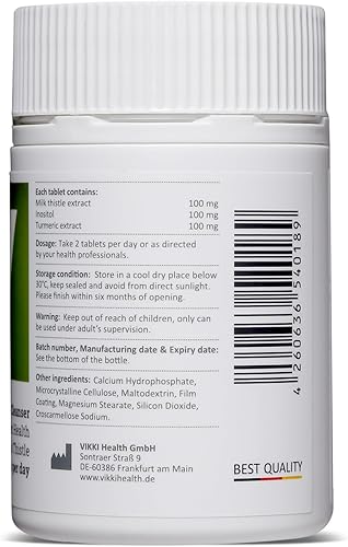 Miniatura 2 de Vikki Suplemento de apoyo hepático de cardo mariano con cardo mariano, raíz de diente de león, cúrcuma y extracto de alcachofa para la salud del