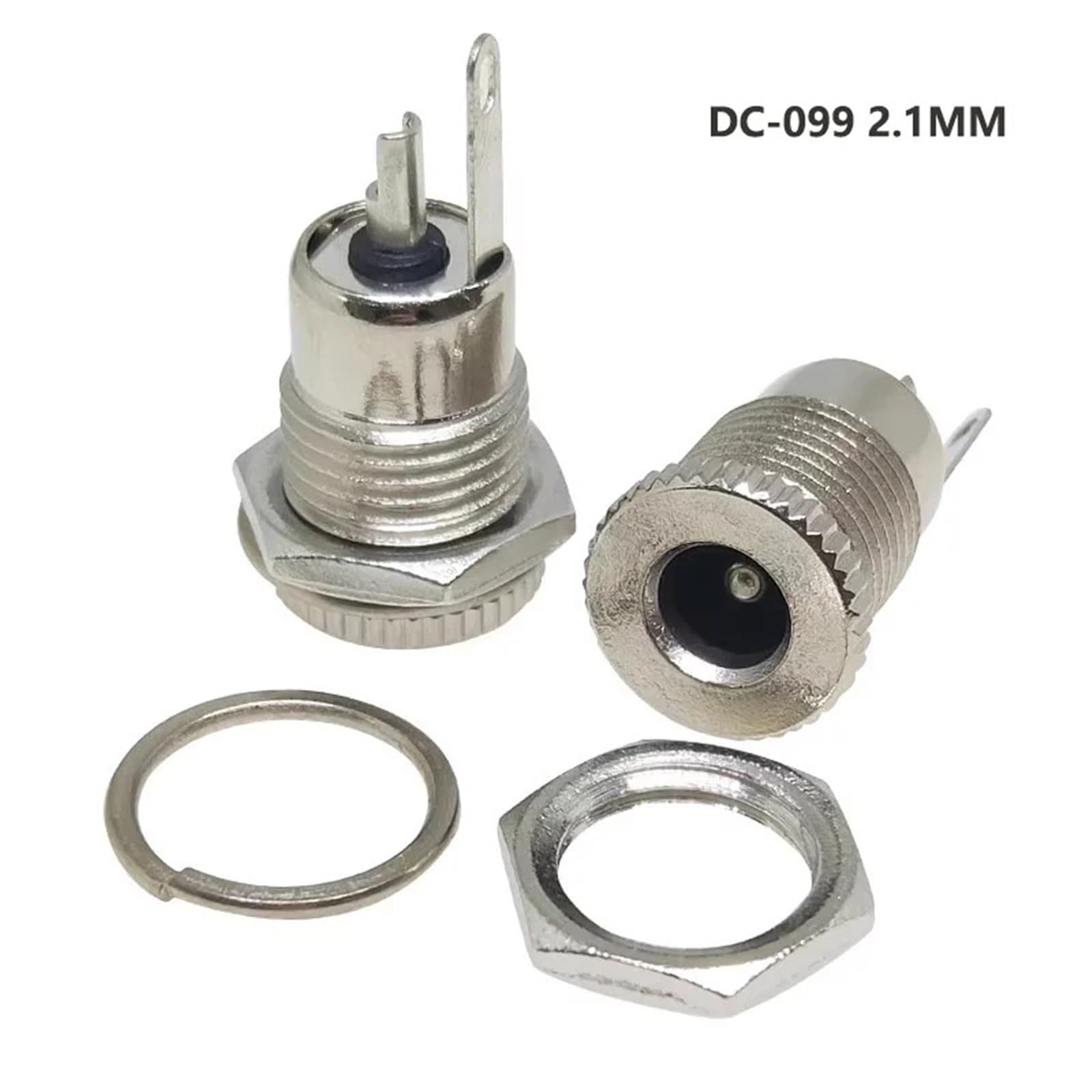 Jack di alimentazione CC, 50 pezzi, presa jack femmina per montaggio a pannello, 5,5 x 2,1 5,5 x 2,5 mm, per audio auto, laptop, lettori MP3 (2,5 mm oro con tappo)