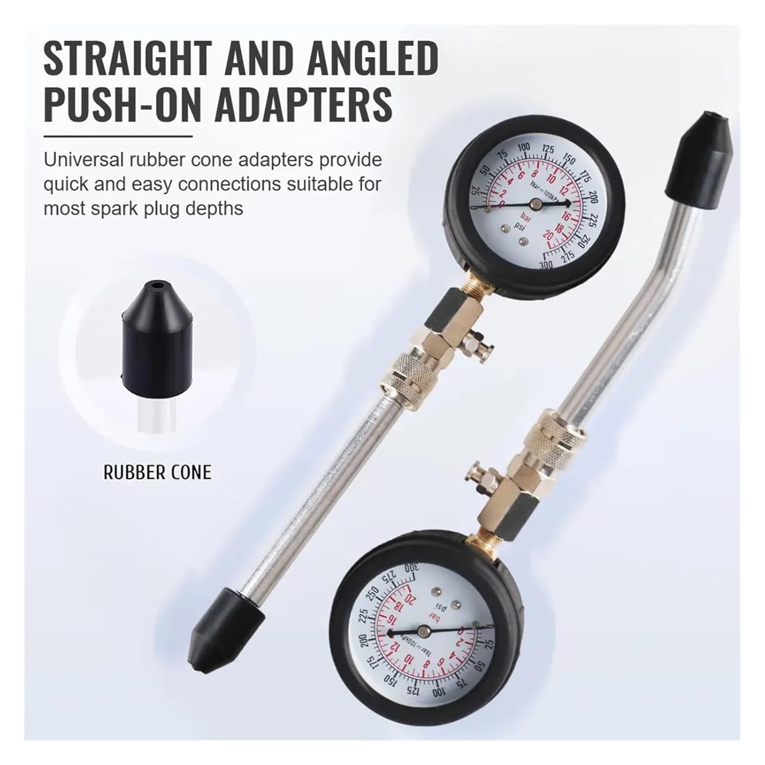 0-300 PSI Gasoline Engine Compression Meter Automotive Cylinder Tester Kit Pressure Gauge