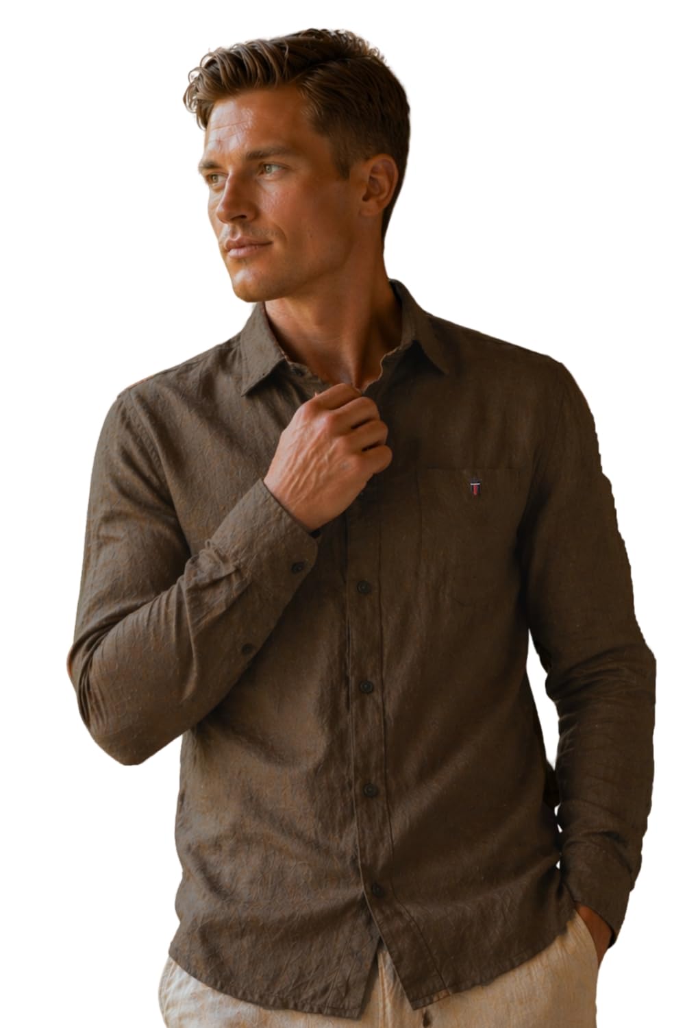 Louis Philippe Men’s Linen Blend Solid Shirt with Soft Handfeel & Naturally Antibacterial Finish – Holiday Wear Louis Philippe Men’s Linen Blend Solid Shirt with Soft Handfeel & Naturally Antibacterial Finish – Holiday Wear
