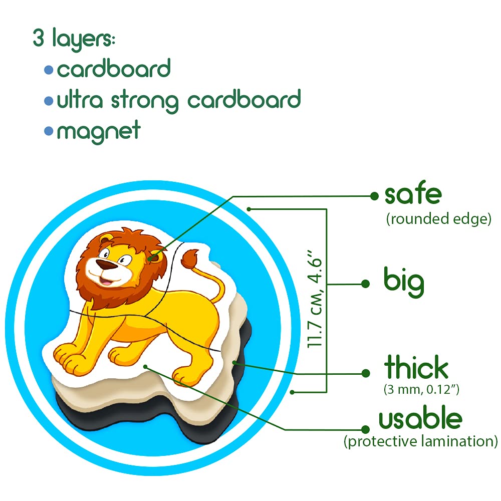 Puzzle Zoo Magnetico Bambini – 6 Puzzle Animali – Grandi Magneti Educativi Neonati – Gioco Montessori Prima Infanzia – Attività Frigorifero Scuola Materna –Regalo Bambini – Magdum