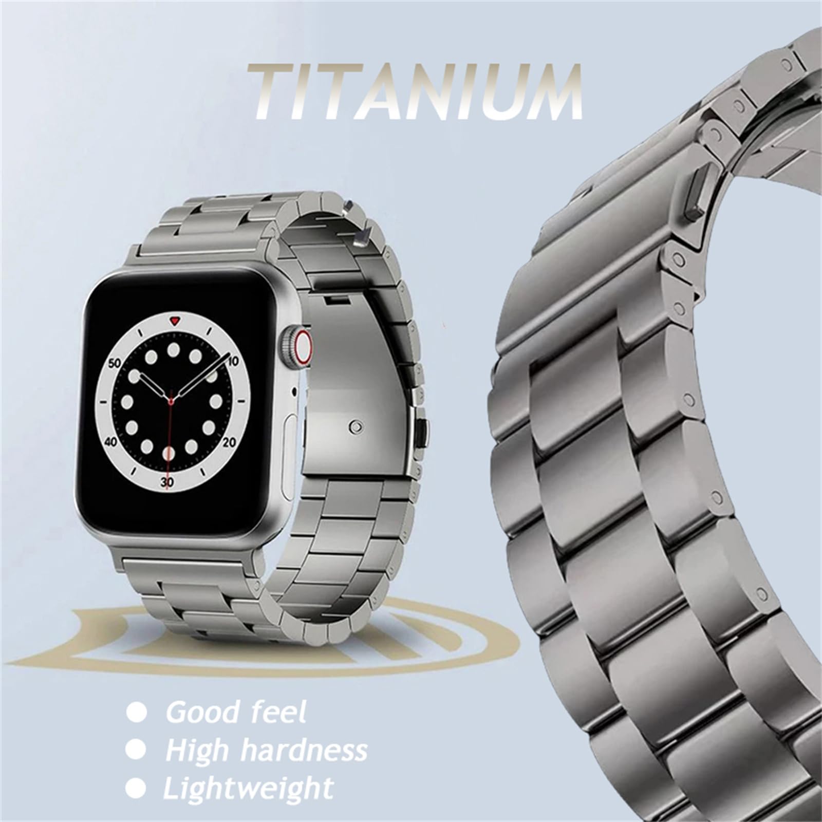 Kompatybilny z Apple Watch 49 mm, 45 mm, 44 mm, 42 mm, 41 mm, 40 mm, 38 mm, tytanowy zamiennik paska do iWatch Ultra 1, 2, serii 9, 8, 7, 6, 5, 4, 3, 2, 1, SE