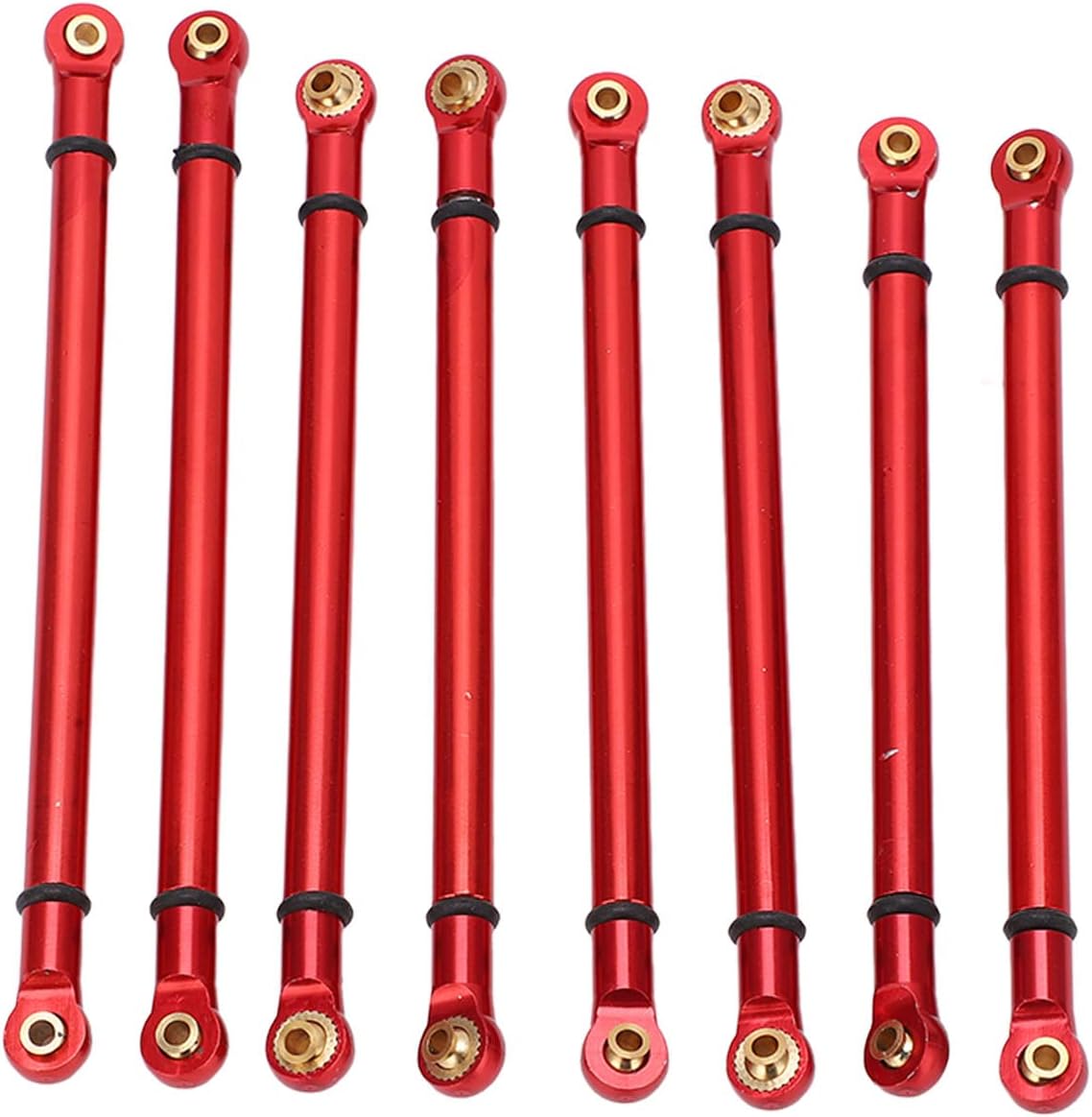 RC Car Link Rod Kit,8pcs RC Link Rod Linkage Set High Strength M3 Aluminum Alloy Wheelbase Connecting Rod for Axial SCX10 RC Crawler Car(X006R red)