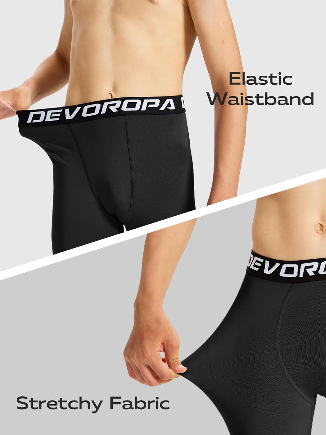 DEVOROPA Youth Boys Compression Shorts Performance Athletic Base Layers Workout Training Underwear Side Pocket - Image 5