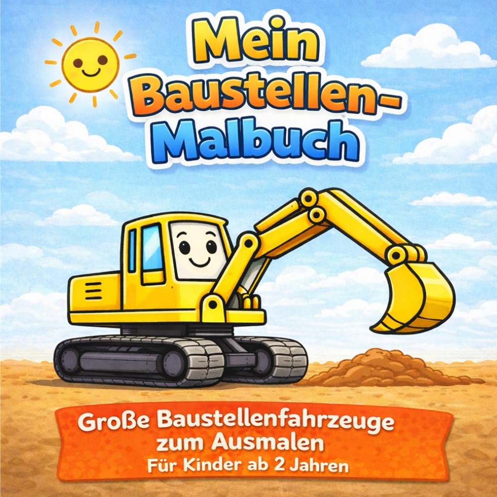 Mein Baustellen-Malbuch: Große Baustellenfahrzeuge zum Ausmalen – Für Kinder ab 2 Jahren