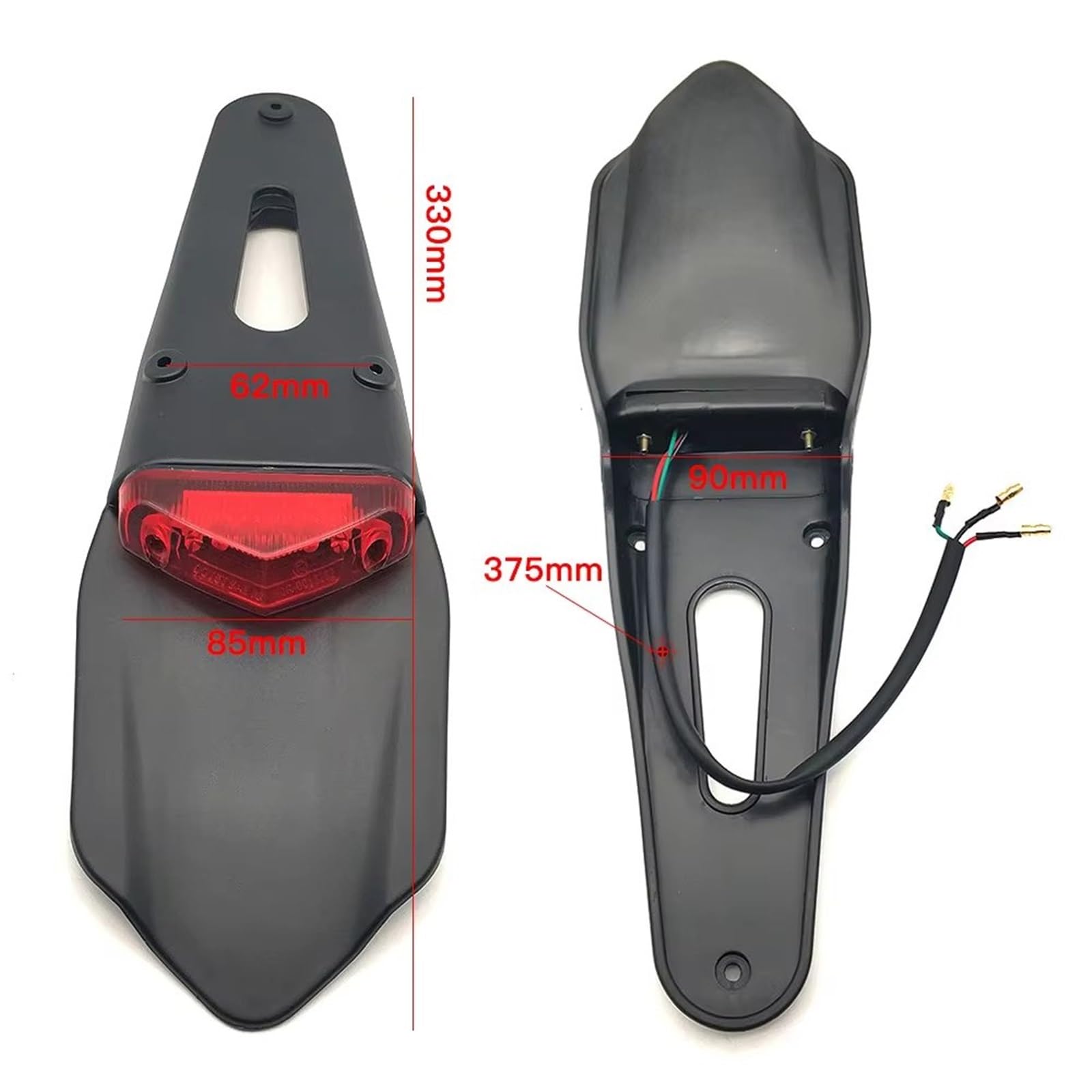 Soporte Placa Matrícula Guardabarros Trasero Motocicleta con Luz Trasera LED 12V Lámpara Freno Universal Soporte Matrícula Motocicleta(Transparent)