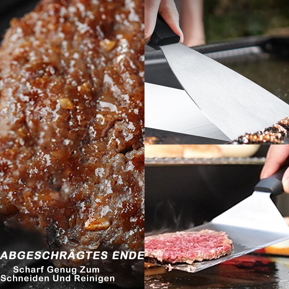 Set per burger, 5 pezzi, pressa per hamburger, in acciaio inox, include pressa per hamburger, spatola per barbecue, spatola e campana per hamburger, per piastra a gas, teppanyaki