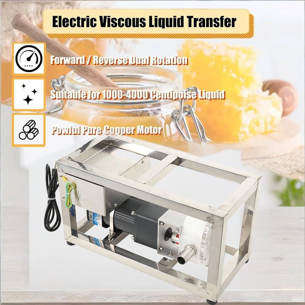 Bomba de Transferencia para Líquidos Alimentarios Viscosos 6-10 L/min - Bomba Eléctrica de Miel y Pasta con Engranajes y Velocidad Ajustable - Equipo de Bombeo con Tubo de 3 m
