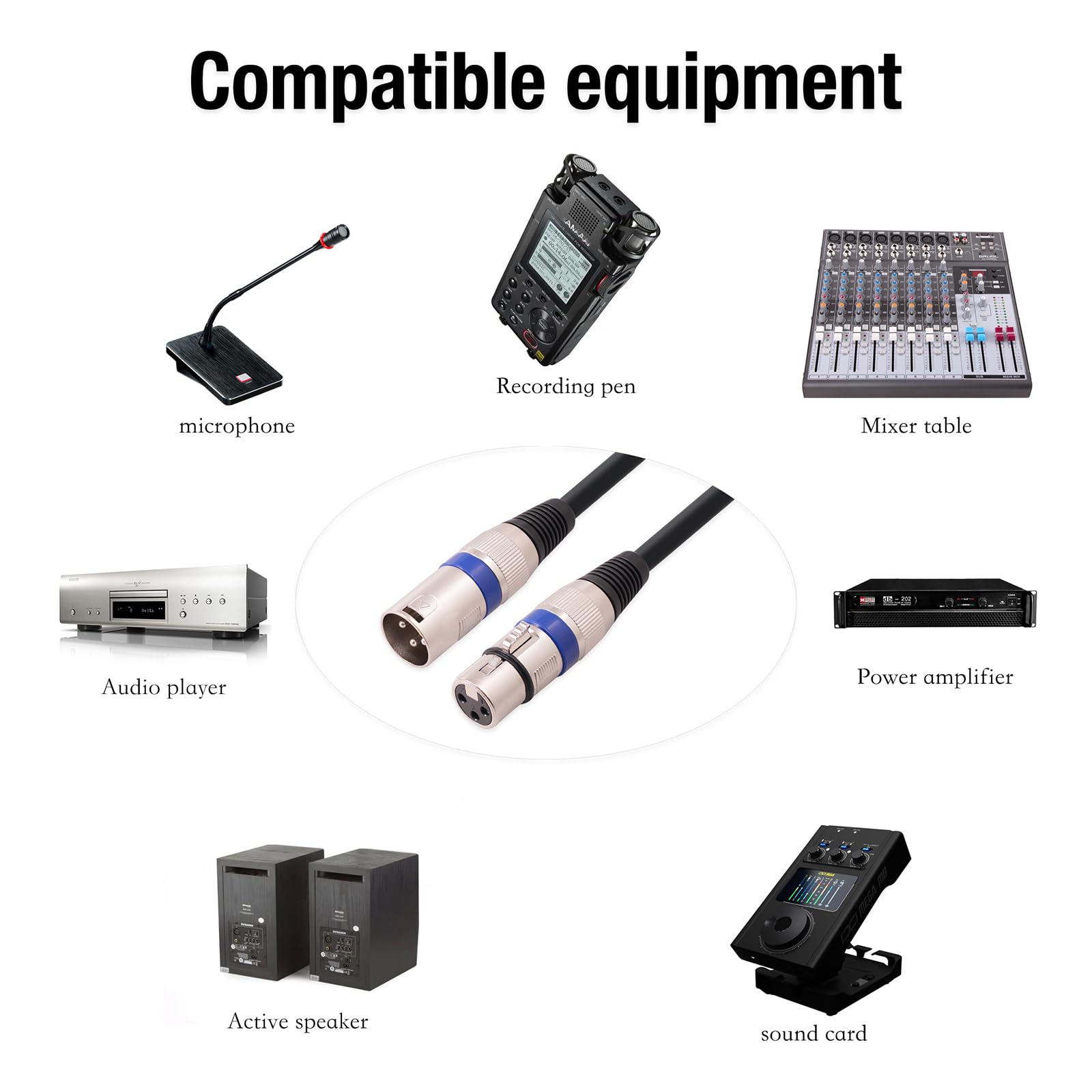 docooler 10 Stück 1.5m XLR Kabel Set Bunte Runde Mikrofonkabel DMX Bühnenlicht 3 Pin Stecker auf Buchse für Audio Mixing Reflektoren Par Licht