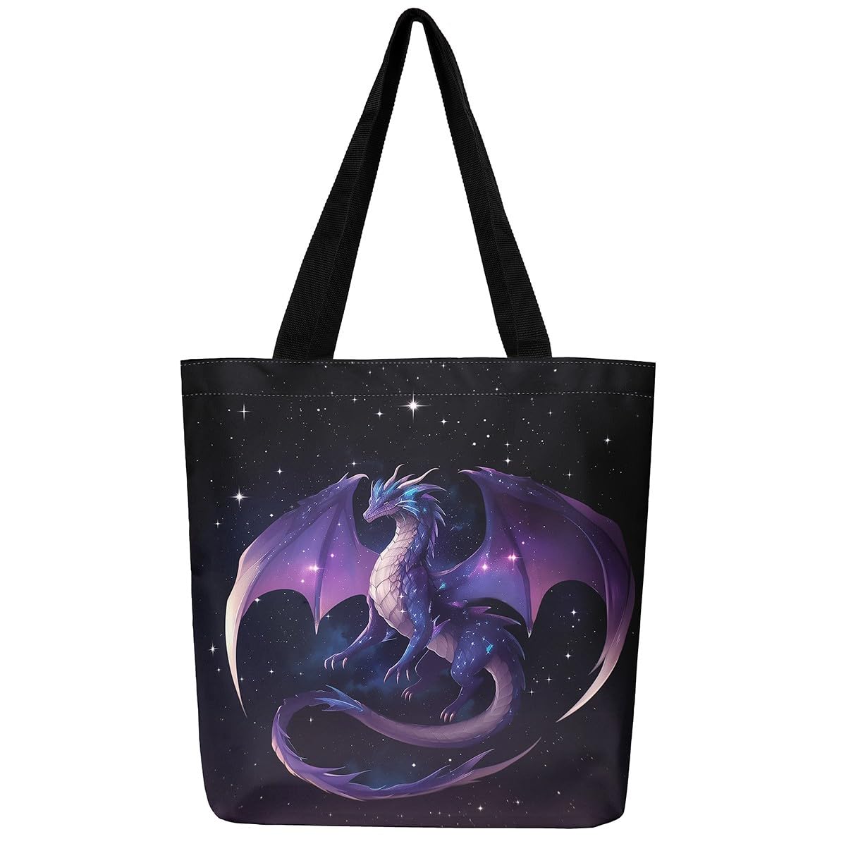 Castle Fairy Dragon Canvas Tote Bag Aesthetic for Women,Cute Axolotl Reusable Grocery Handbag