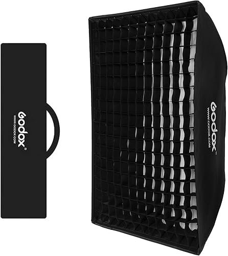 Godox Caja de luz rectangular de 27 x 39 pulgadas, montaje Bowens con rejilla de panal de abeja, iluminación estroboscópica compatible con flash de