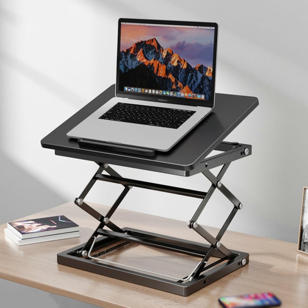 Convertitore da scrivania in Piedi Regolabile in Altezza, Rialzo ergonomico per sedersi e alzarsi, postazione di Lavoro per Monitor di Computer, per Ufficio Domestico (Black)