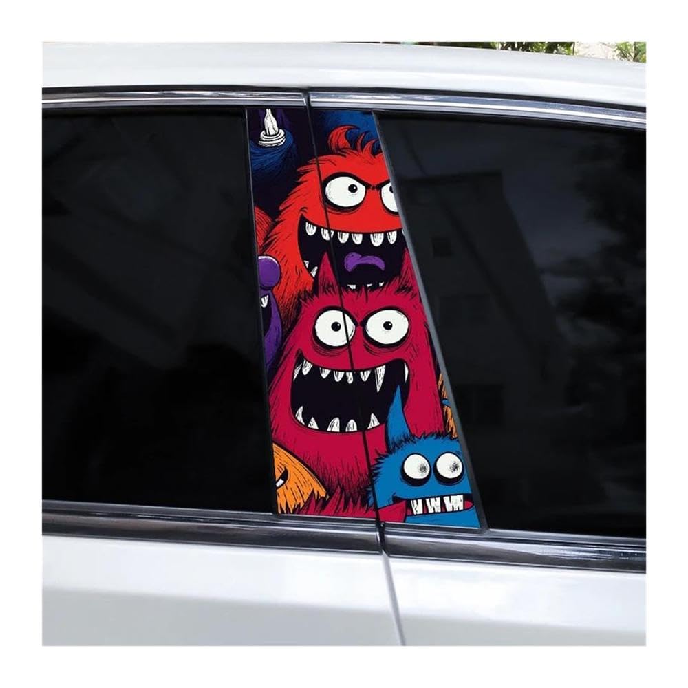Body Parts 2pcs Car Center Pillar Stickers Quirky DIY Car Door Pillar Decorative Stickers(Type A)