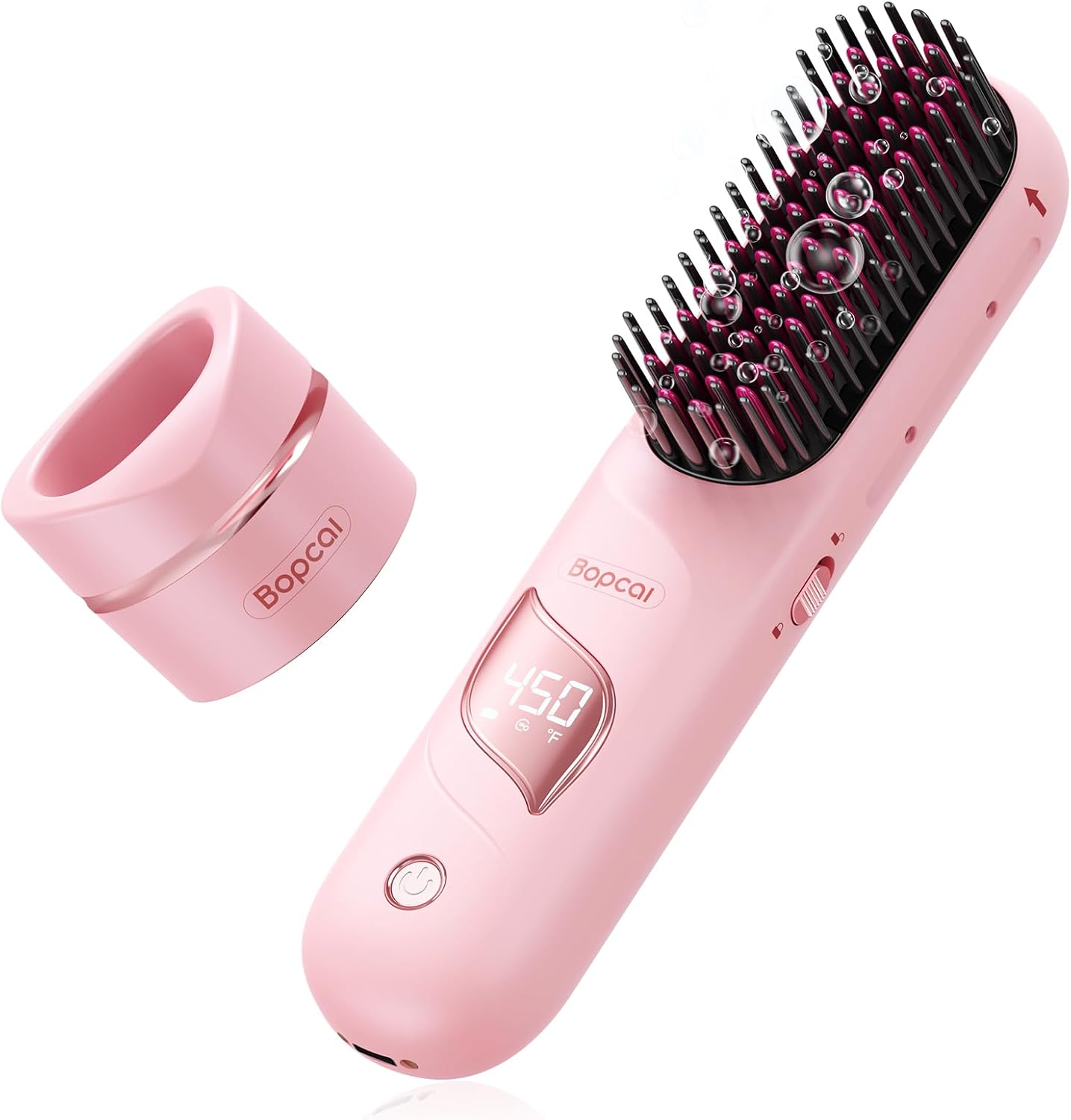 Cordless Hair Straightener Brush with Charging Dock, Portable Travel Hair Straightening Brush with 300M Negative Ions, 10,000mAh Battery, Fast Heating Anti-Frizz Ionic Styling Comb for Women