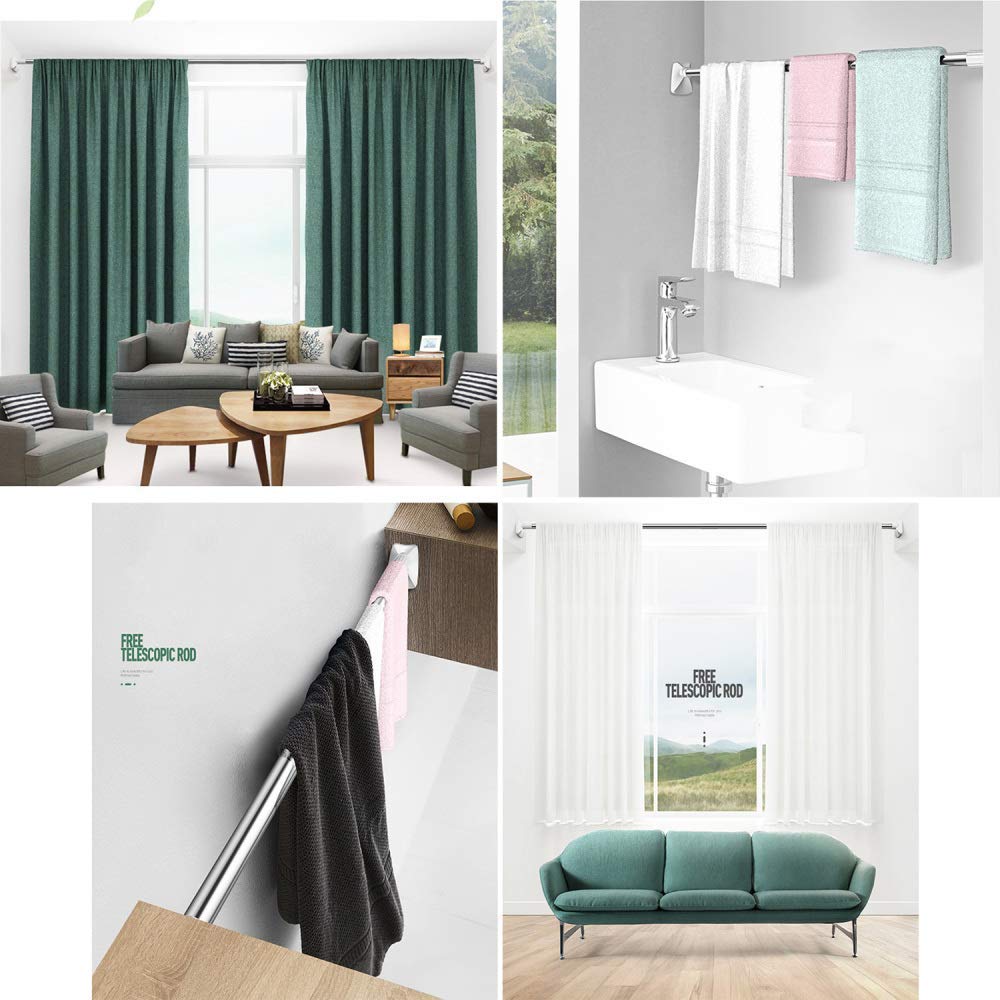 Verstellbare Edelstahl-Teleskopstange, für Zuhause, Balkon, Trockenstange, Kleiderschrank, Kleiderbügel, Badezimmer, Duschvorhangstange, Handtuchhalter, Wohnzimmer, Schattenvorhangstange, weiß,
