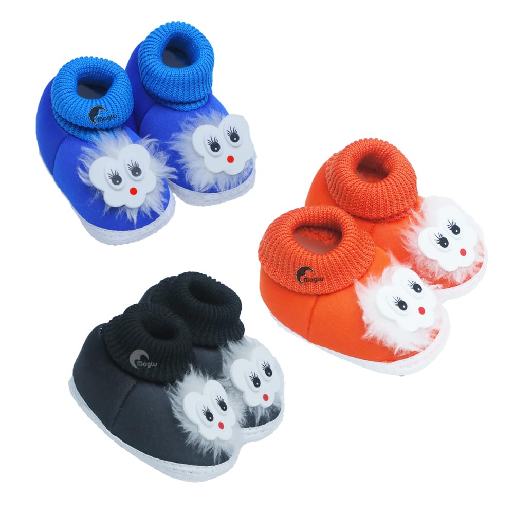 Pack of 3 Baby Booties for 0-12 Months | Soft Sole Cotton & Newborn Shoes | Handmade Crochet Booties | Anti-Slip Infant Footwear | Baby Boy Girl Cute, Lightweight & Comfortable-image-32