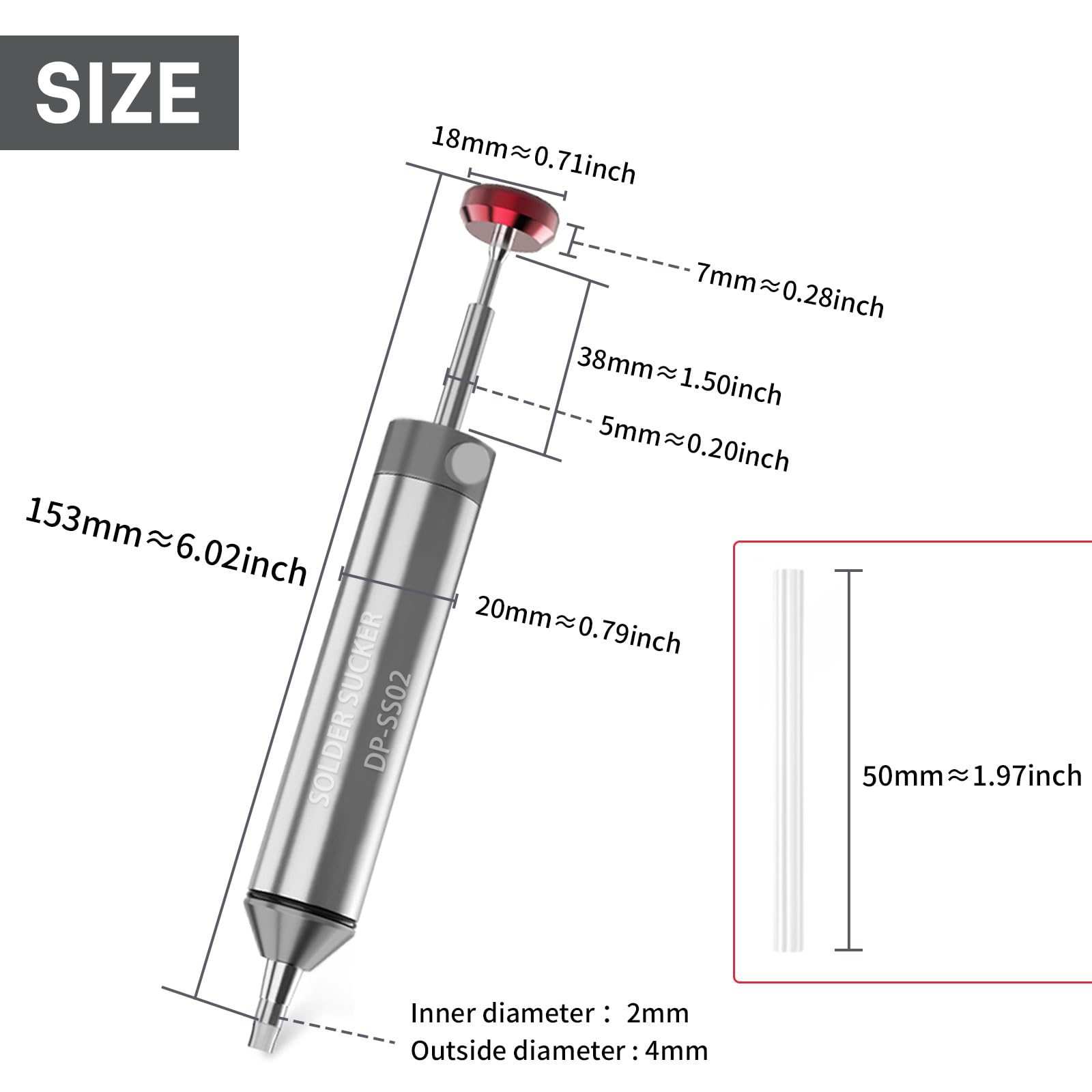 Owootecc Solder Sucker Desoldering Pump High Temperature Resistance Flexible Silicone Durable Foldable High Quality Aluminum Housing Strong Suction - Image 3