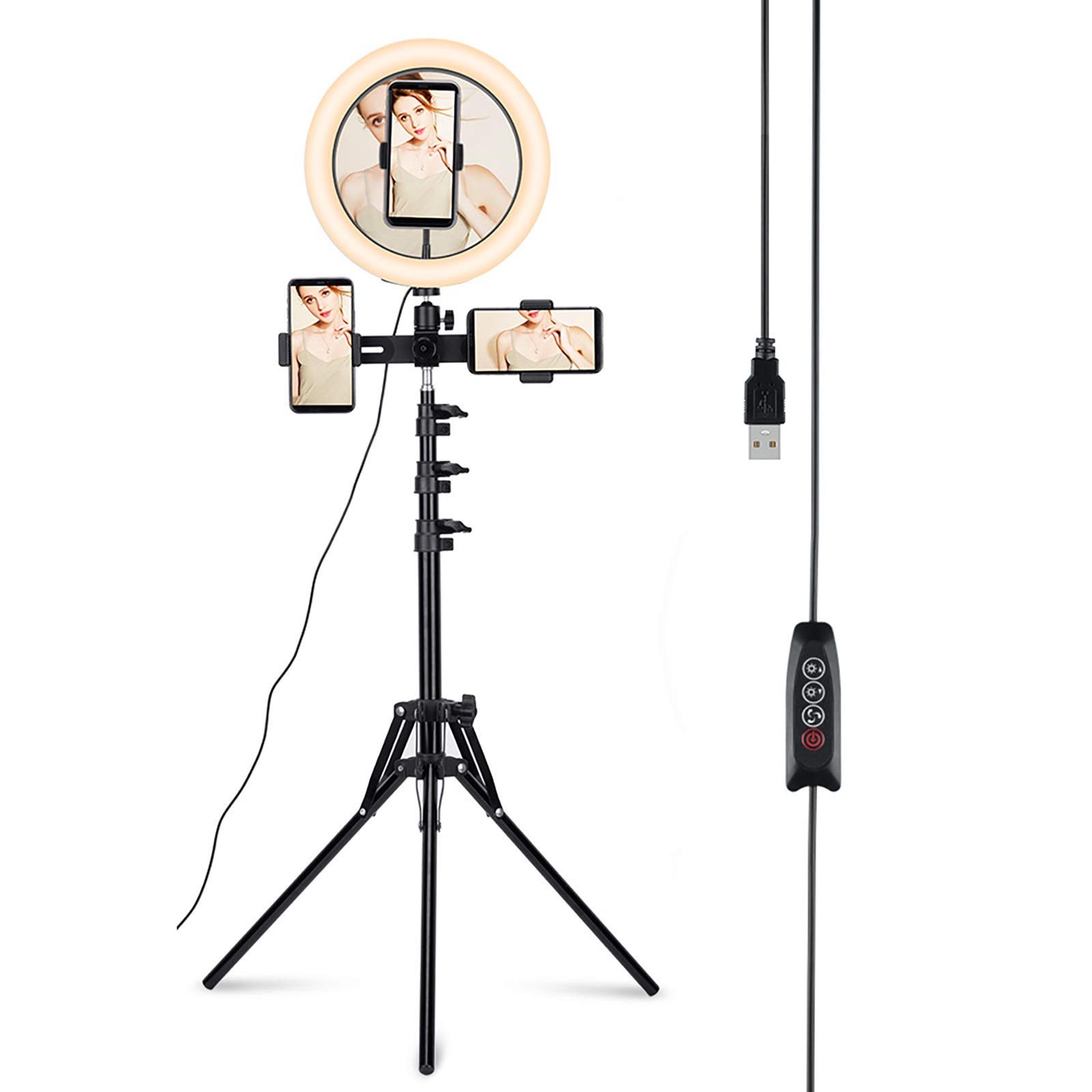 10" Light Ring Selfie con Regolabile Basamento del treppiedi e Supporto del Telefono, Oscurabile Cerchio di Luce con Specchio per Il Trucco in Diretta di Youtube Video e la Fotografia