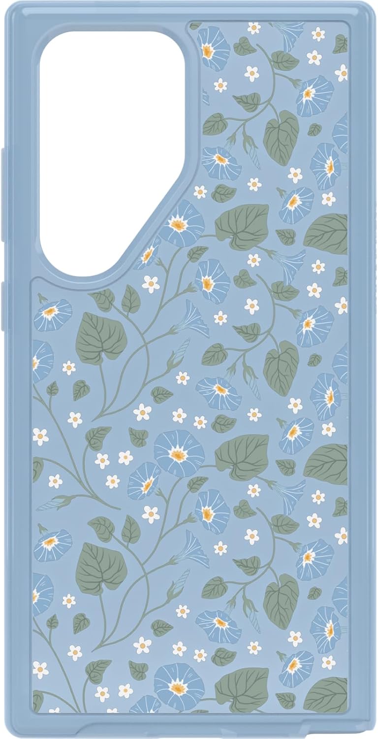 OtterBox Samsung Galaxy S24 Ultra Symmetry Series Clear Case - Dawn Floral (Blue), Ultra-Sleek, Wireless Charging Compatible, Raised Edges Protect Camera & Screen
