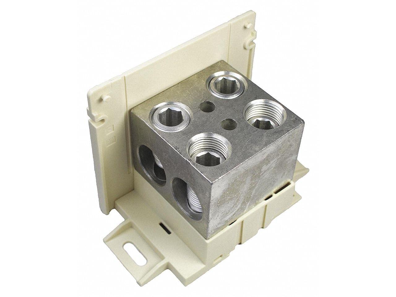 Burndy Power Distribution Block, 760A, 1 Pole, 4 AWG-500 MCM, 1000V AC/DC, Open Design, Beige, Plastic, Screw Connector, Panel Mount, Electrical