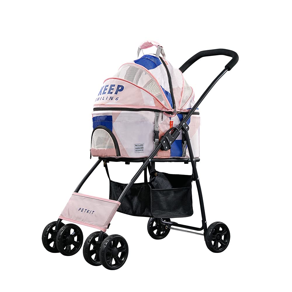 PETKIT Bon Voyage Pet Stroller for Small or Medium Cats Dogs, Dogs Cats Travel Carrier/Car Seat/Stroller with Storage Basket and Cup Holder : Pet Supplies