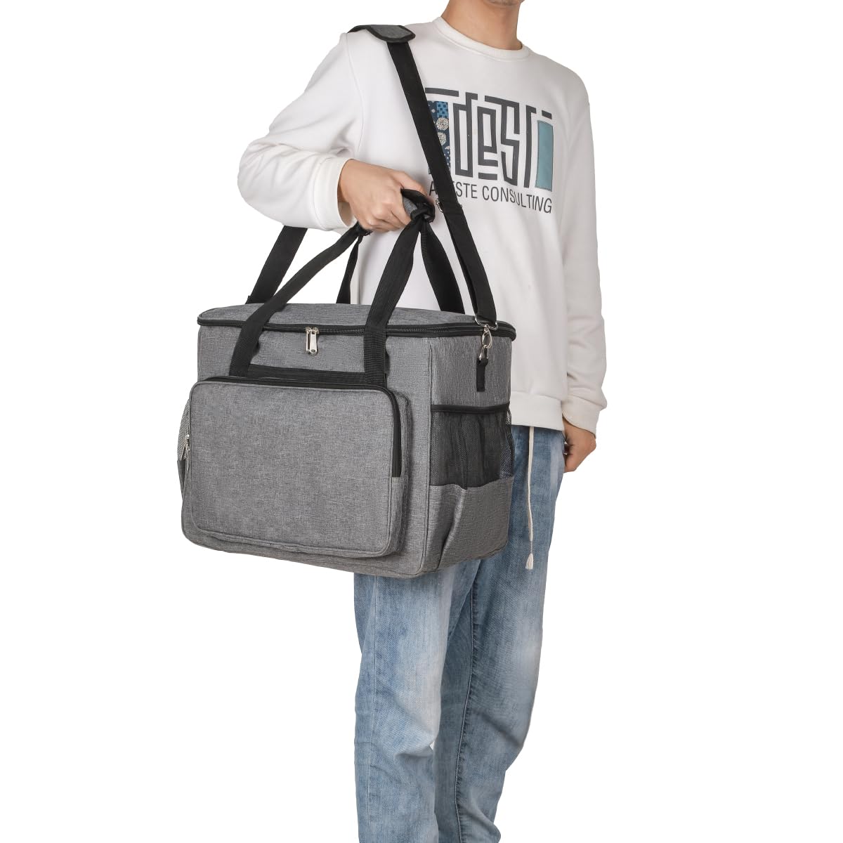 YELAIYEHAO Home - Funda de Viaje para Máquina de Coser y Accesorios Compatible con Singer, Brother, Janome - Bolsa de Costura (Gris)