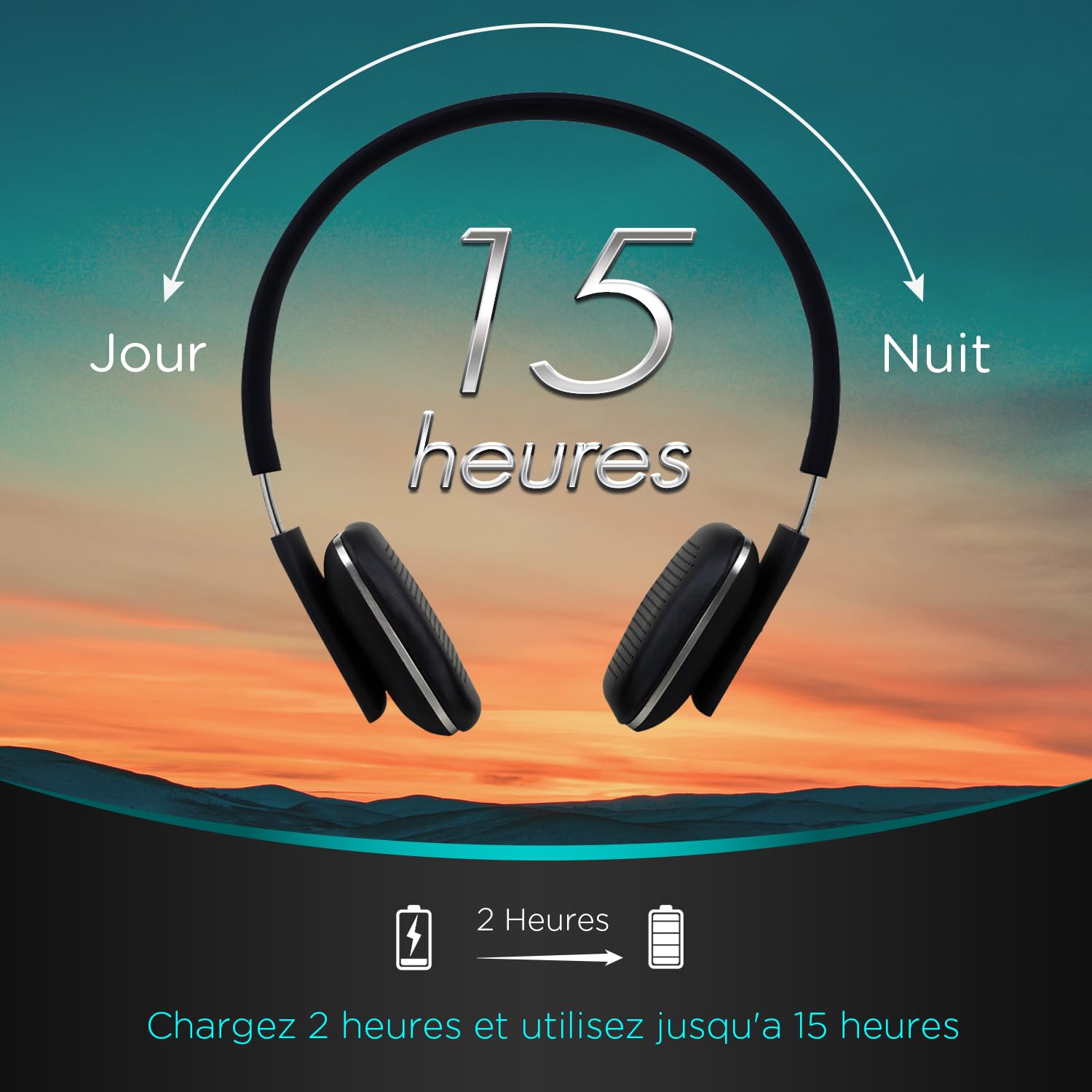 August EP636 - Casque Bluetooth sans Fil aptX - Homme Femme NFC Micro Audio Stéréo Supra Aural Ultra-léger Confortable, Batterie 14h d'autonomie Wireless - Compatible Android Apple Windows - Noir