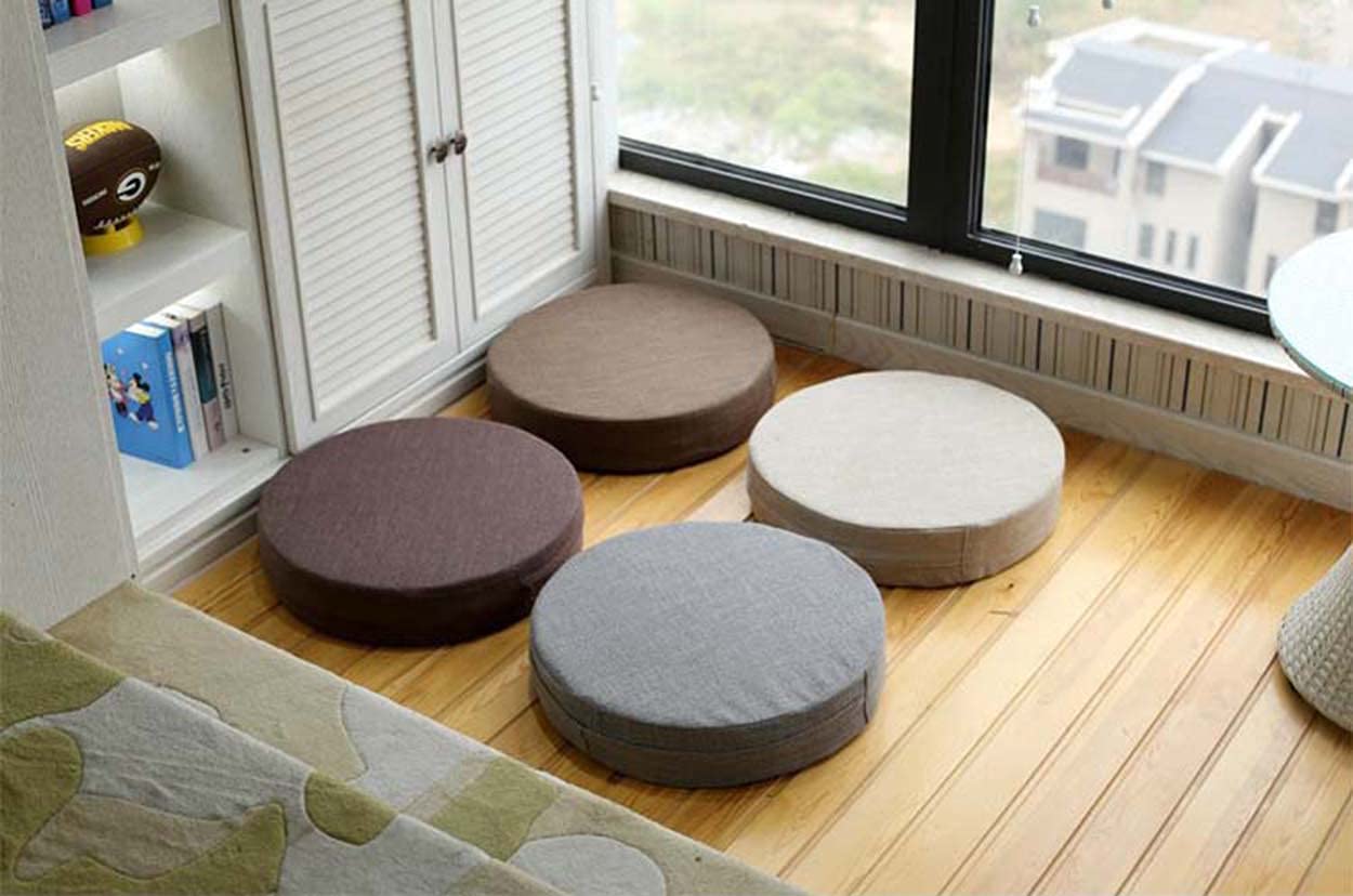 Cuscini per Sedile Rotondi, 45x45/50x50 cm, Cuscini Lavabili per Sedia da Pranzo, per Interni ed Esterni, Casa, Giardino (50 x 50 x 8 cm, Grigio Chiaro)