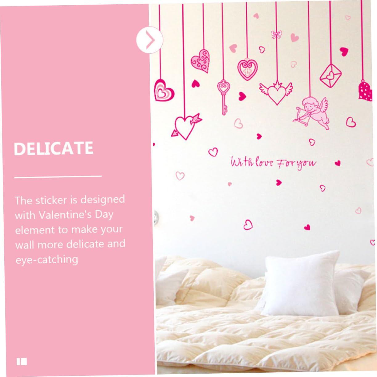 Pink Valentine's Day Wall Decals - Heart Balloon Truck & Love Lock Stickers, Self-Adhesive - View #3