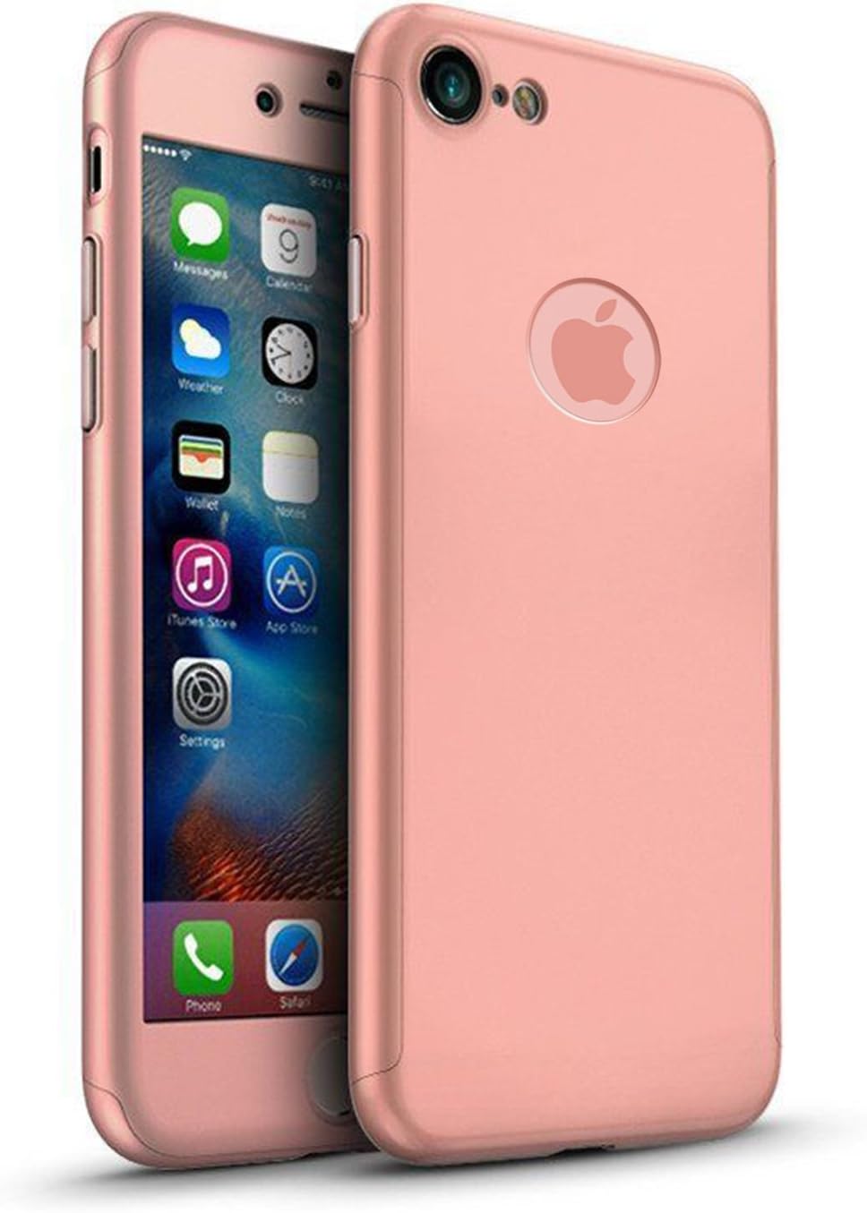 3Pcs Hybrid 360 Degree 3 in 1 Front Back Shockproof iPhone 5 5s SE Case Hard Cover with Tempered Glass Protector For Apple iPhone 5 5s SE (iPhone 5 5s SE 4.0", Rose Gold)