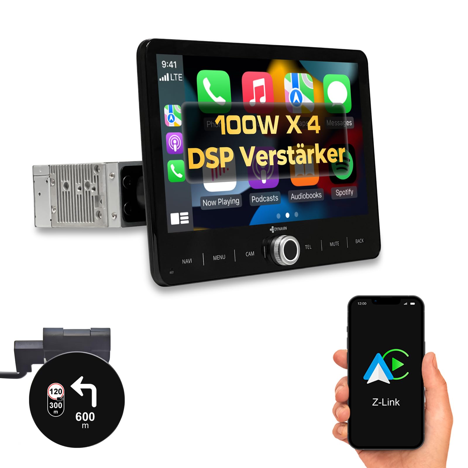 DYNAVIN Android Universal 1-DIN Autoradio Navi, 10,1 Zoll Radio mit Wireless Carplay und Android Auto | Head-up Display | Inkl. DAB+: D9-UNI101 Premium Flex