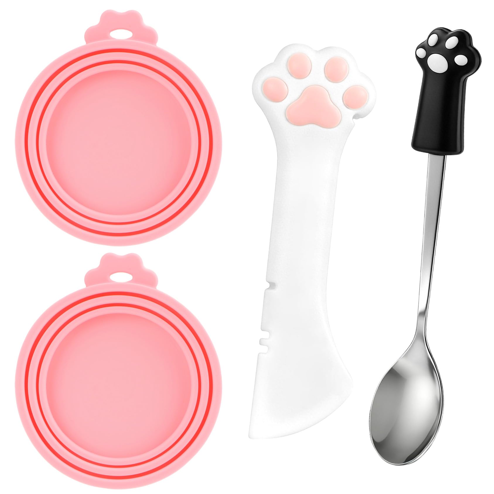 4 Pezzi Coperture per Lattine per Animali, Forma di Zampa Carina per Cucchiaio, Coperchi per Scatolette di Cibo per Cane Gatto
