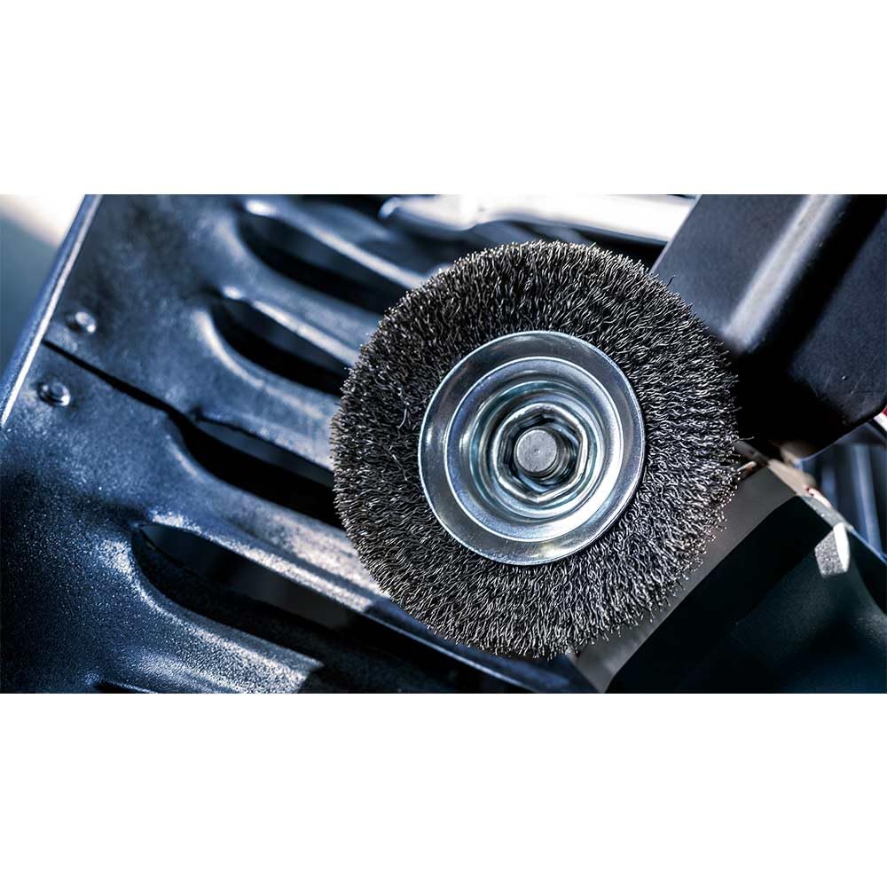 Bosch 1x Spazzola per smussatura PRO Stainless Steel clean a filo ondulato piccole, filetto M14 (per Metalli non ferrosi, Acciaio, Ø 100 mm, Professional Accessorio Smerigliatrice angolare piccola)