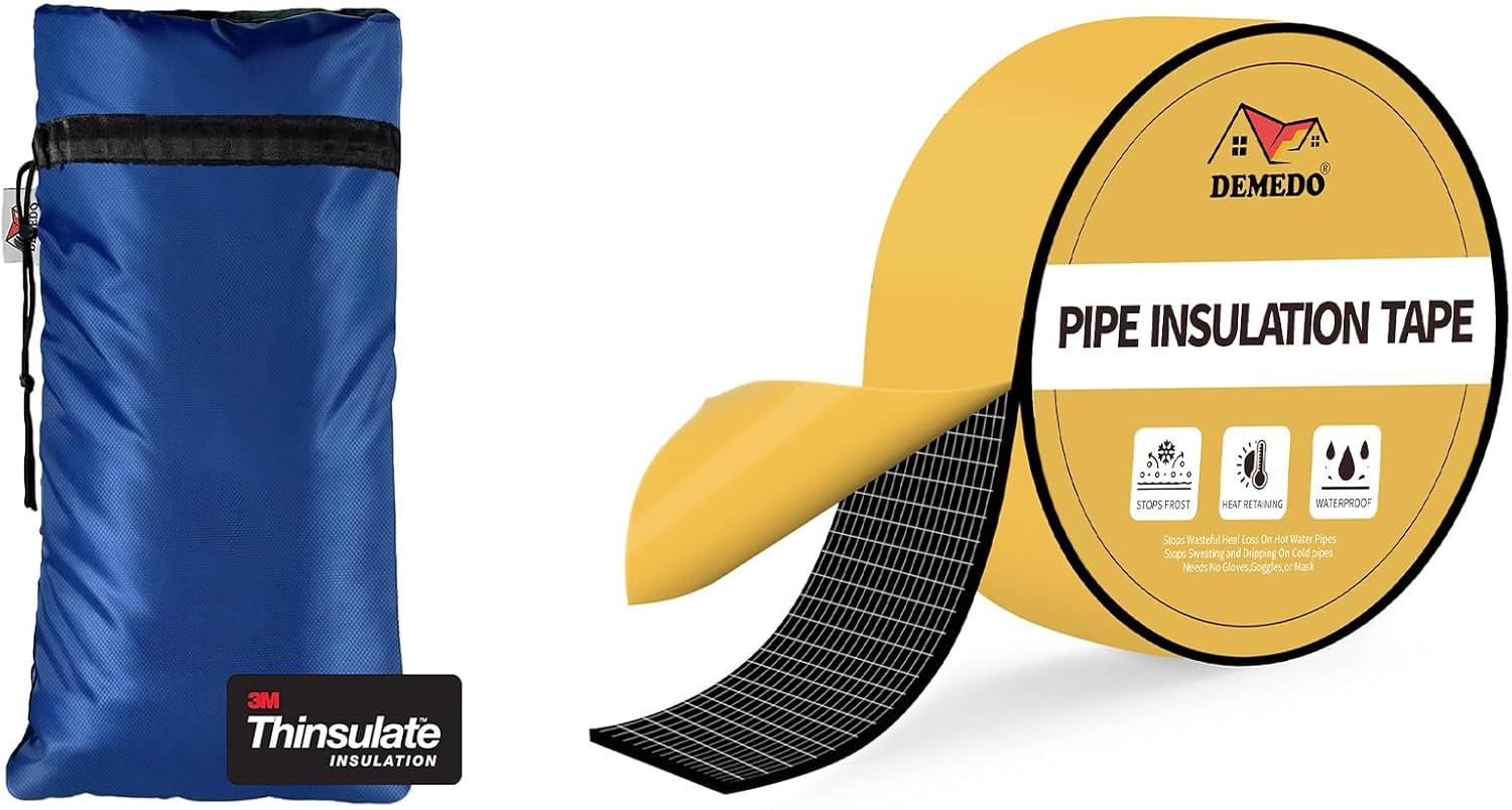 XXL Outdoor Faucet Covers for Winter Bundle with Pipe Insulation Tape