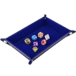 SIQUK Double Sided Dice Tray, Folding Rectangle PU Leather and Dark Blue Velvet Dice Holder