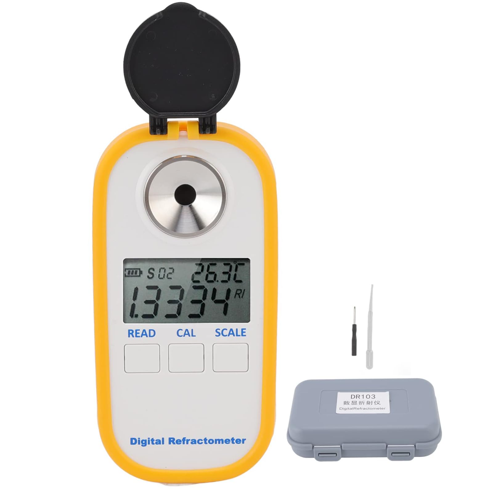 Refractómetro Digital Brix, Medidor De Frutas De Alta Precisión con Rango De 0-55% con Función De Compensación Automática De Temperatura, Precisión De ±0,2% E Impermeabilidad Ip65