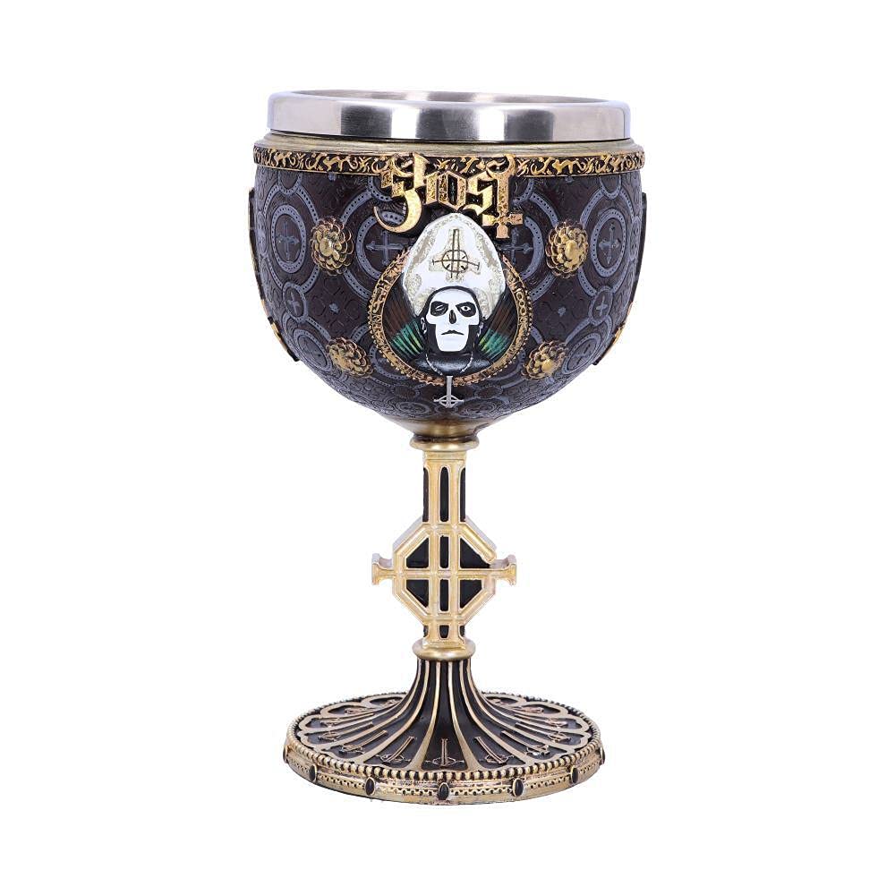 Nemesis Now B4886P9 Ghost Papa Emeritus III Meliora Calice doré en résine et acier inoxydable