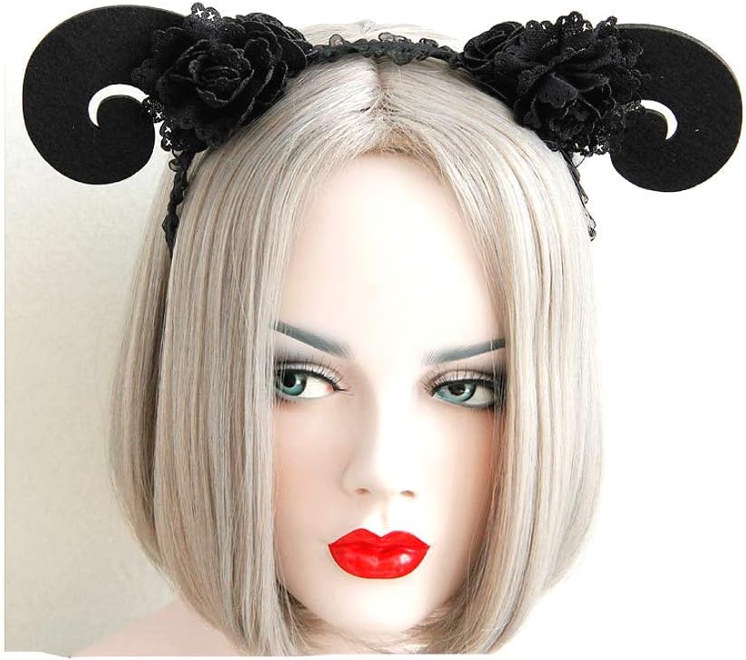 Halloween Black Sheep Horn Headband for Women Lace Headband for Halloween Party Hair Hoop Costume Headpiece Hair Accessories for Cosplay - Image 2