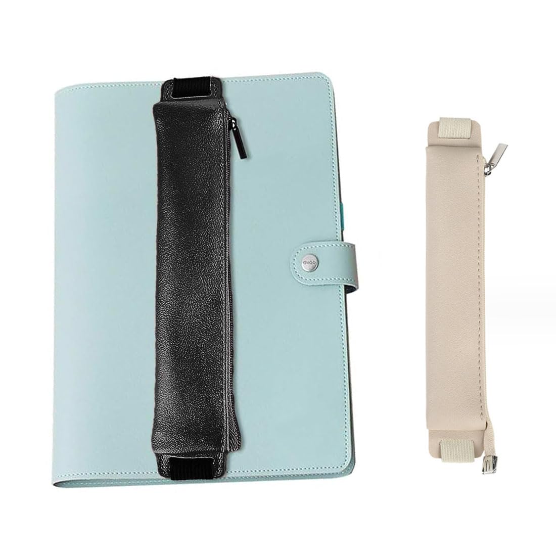 BZKSER Estuche pequeño boligrafos- 2 pcs Funda de PU Cuero,Bolsa Protectora de Lápiz,con Correa Elástica y Cierre de Cramellera Bolsa para Suministros Escolares Lápiz,Papelería,Pluma