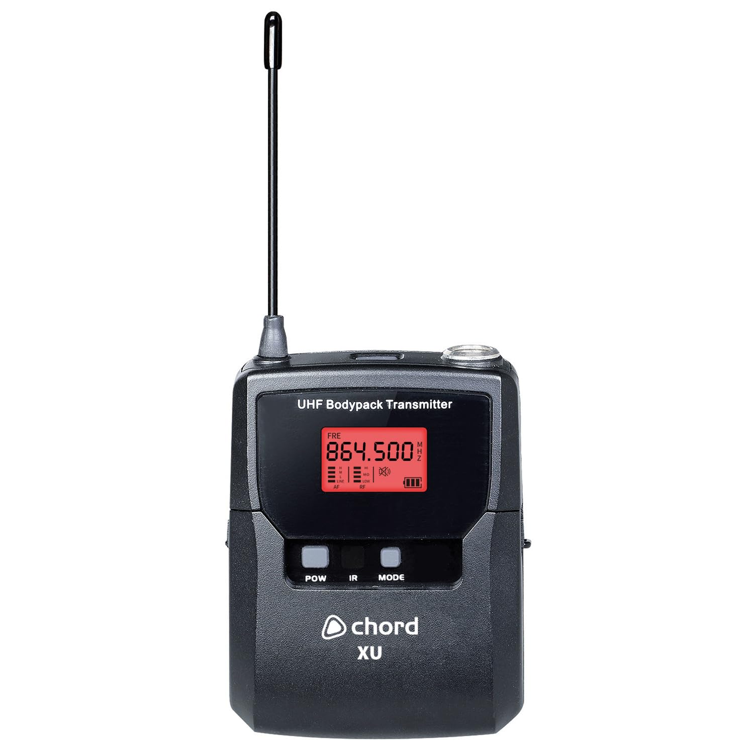 Chord | Replacement Bodypack Transmitter for XU Series UHF Wireless Microphone Systems – IR Sync, Mini XLR Input, 823–832/863–865 MHz