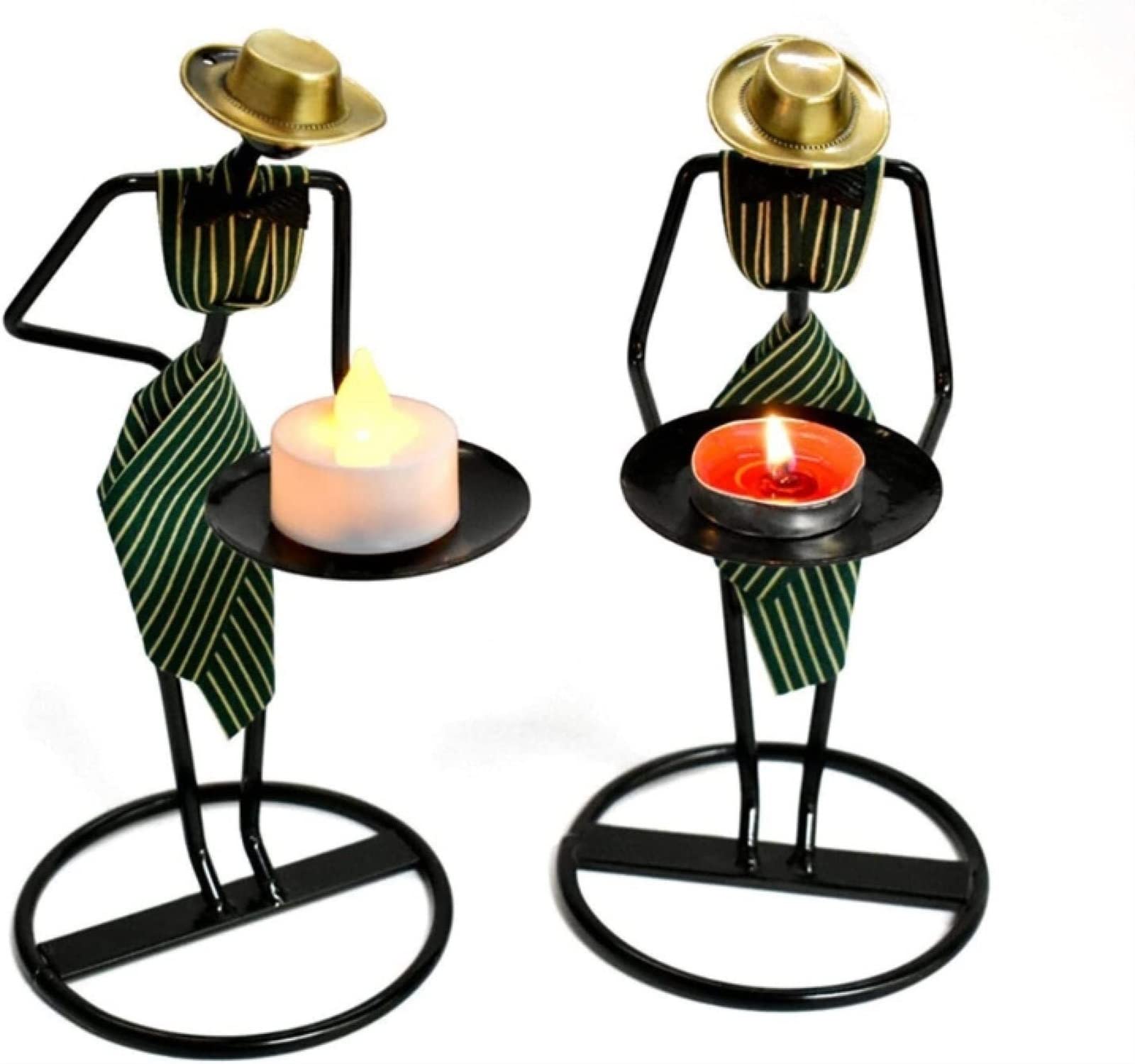 candlestick holders, 4pcs Nordic Metal Candlestick Abstract Character Waiter Sculpture Candle Holder Handmade Figurines Home Decoration