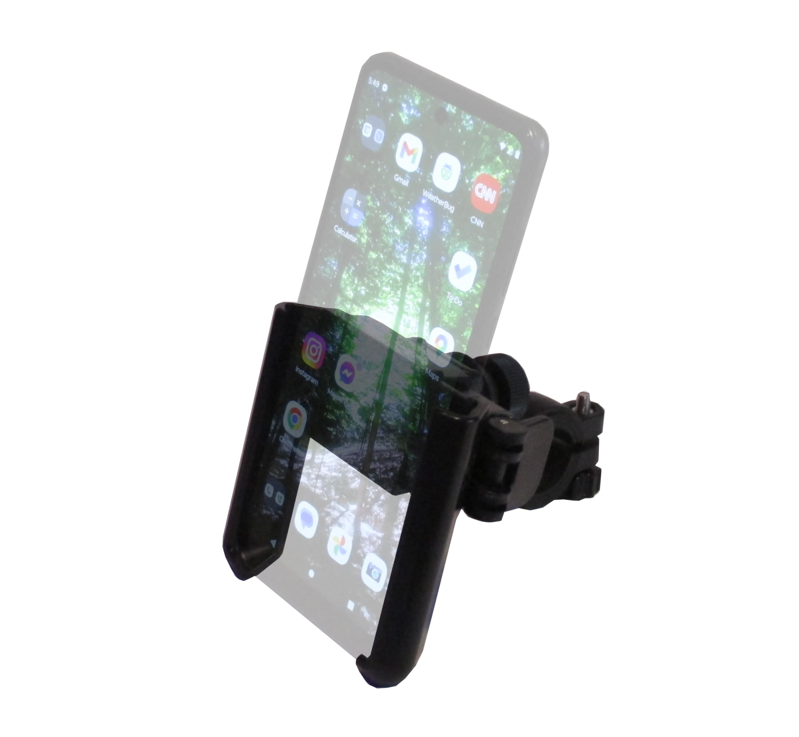 Cell Phone Mount Holder for Bicycles and Scooters with Quick Release, Pivoting Holder Features Designed to Provide Unobstructed Front and Back Camera Use