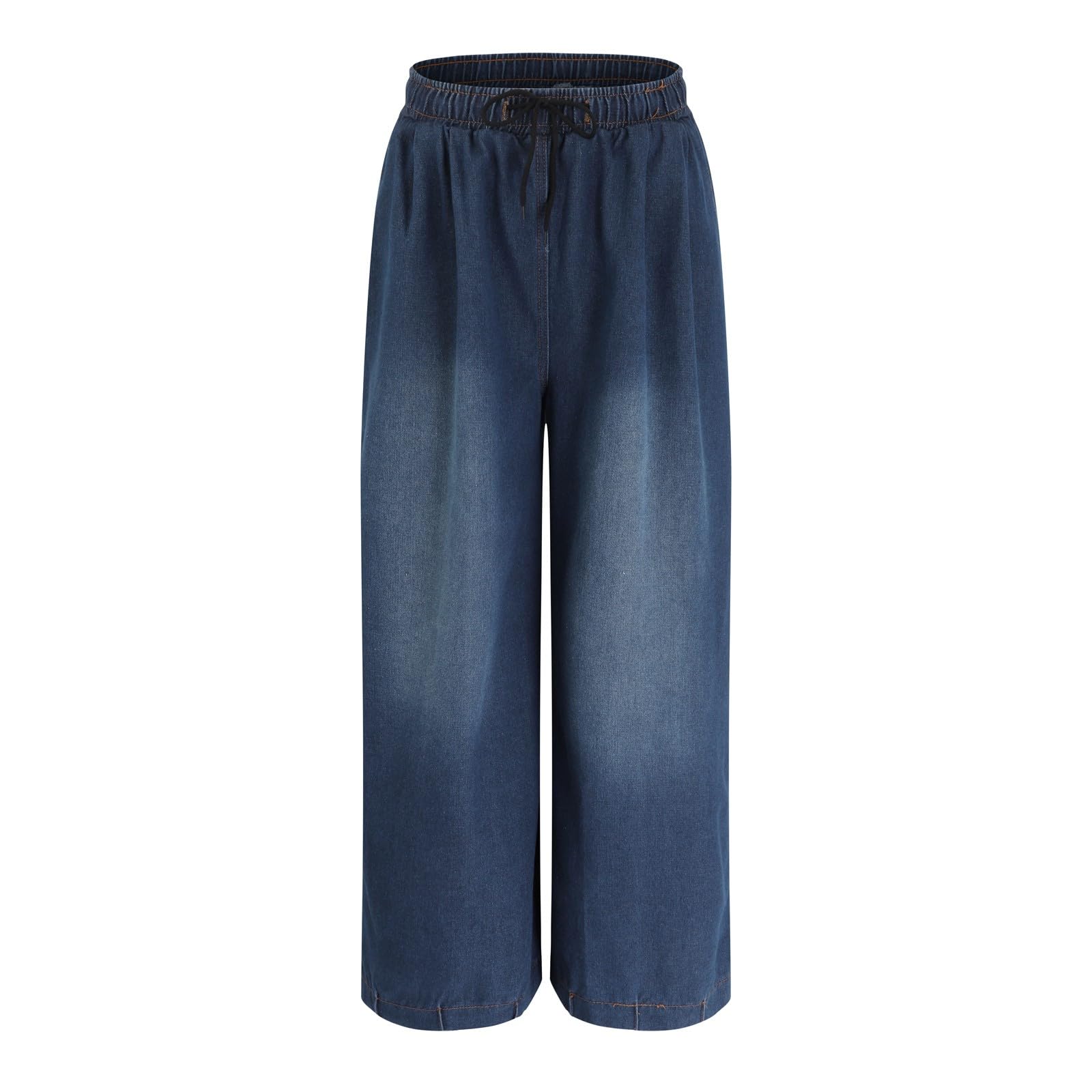 Damen Jeans Mit Gummizug Bund - Marlenehose Damen Elegant Große Größen | Elastische Mit Kordelzug Jeanshosen High Waist Stretch Denimhose Oversize Jeanshose Straight Palazzohose Streetwear