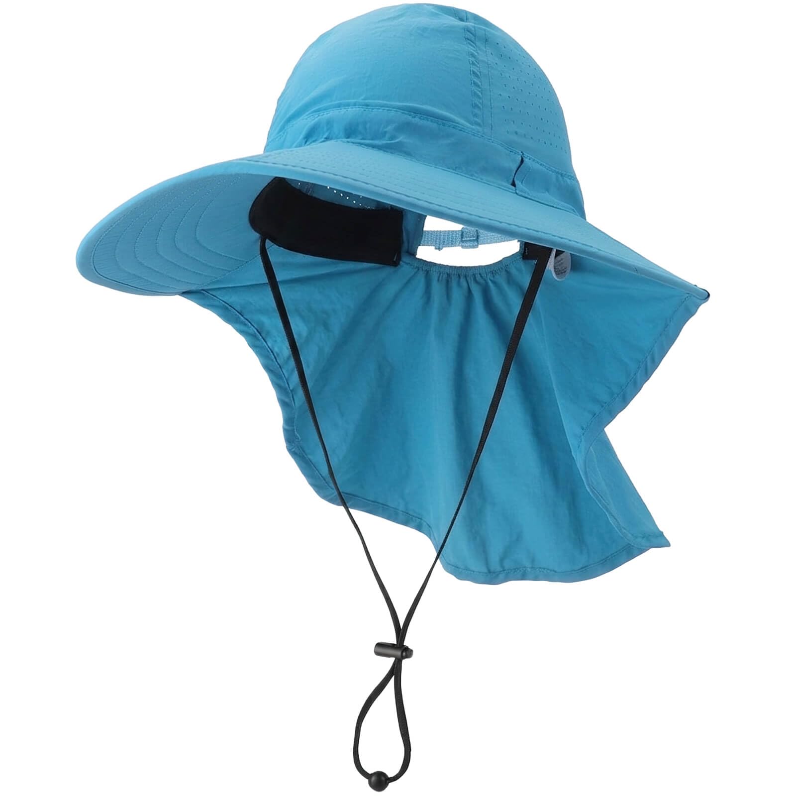 DRESHOW Outdoor Wide Brim Sun Hat with Neck Flap for Women UPF 50+ Foldable Adjustable Breathable Mesh UV Protection Beach Fishing Hats with Ponytail Hole